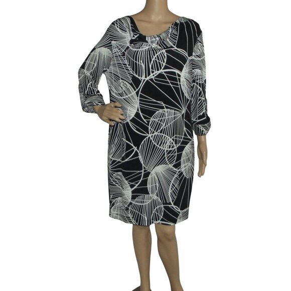 Banana Republic Dress Womens Size Medium Shift Black & White Abstract Print - Picture 1 of 10